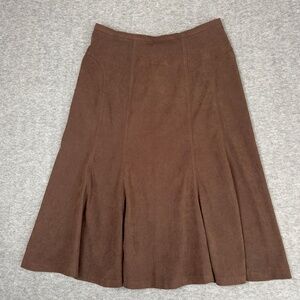 Harve Benard Midi Skirt Women's 12 Brown Pleated‎ Zip Closure